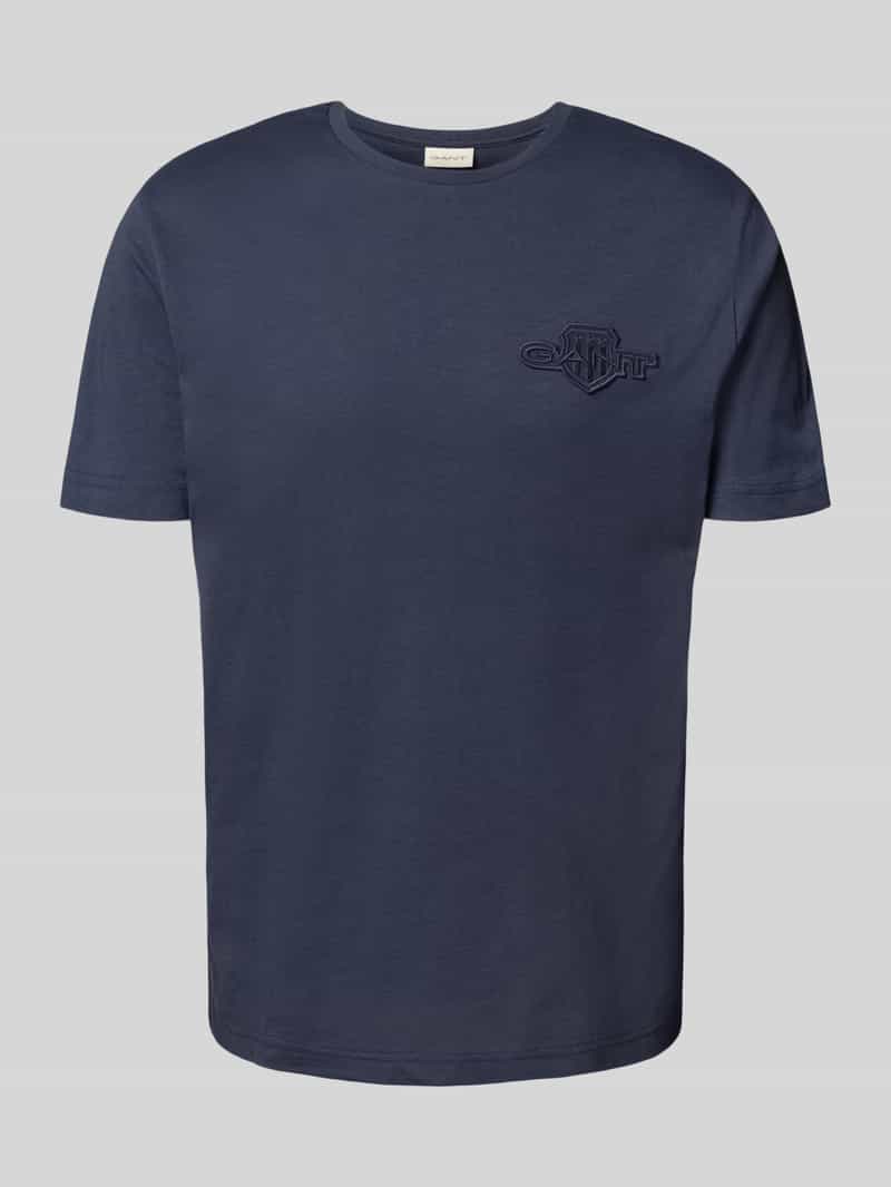 Gant Regular fit T-shirt met labelstitching en ronde hals