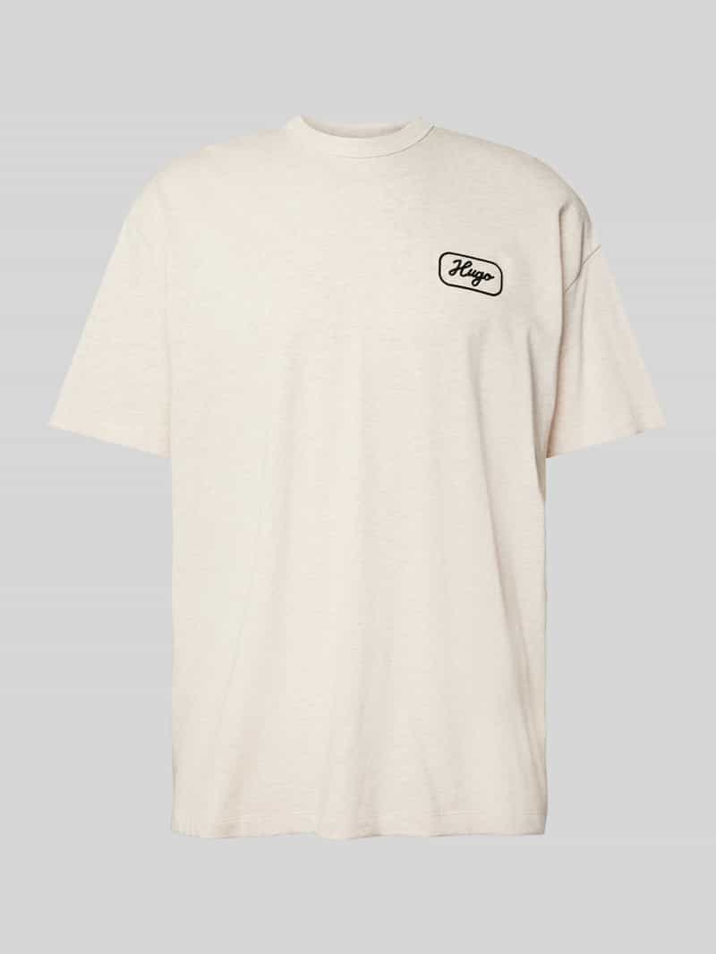 Hugo Blue T-shirt met labelstitching model 'Nampie'