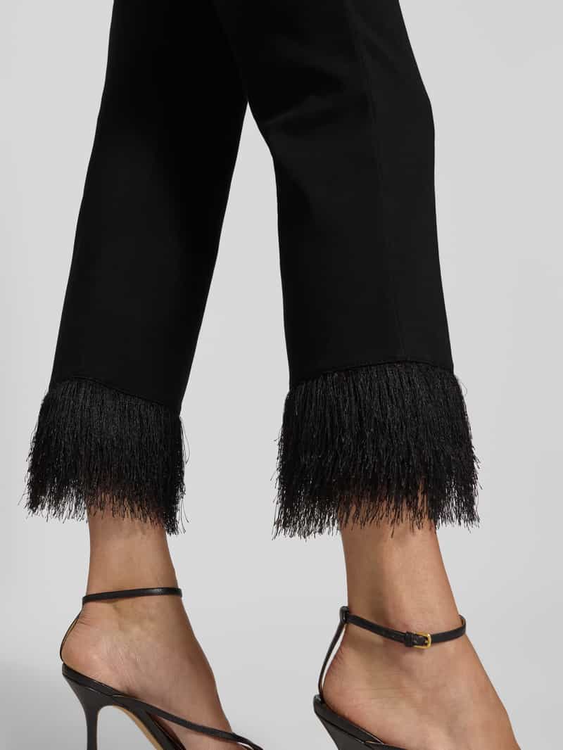 TONI Flared cut broek van viscosemix met franjes