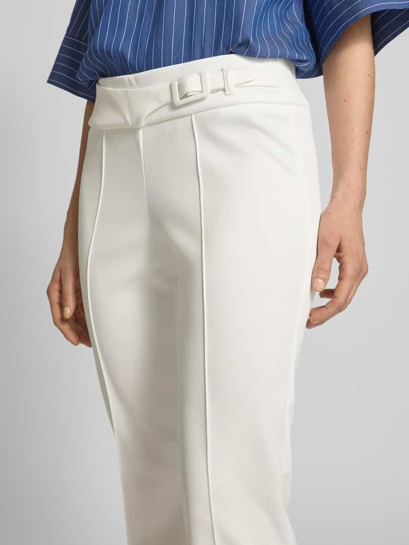 STEHMANN Flared cut broek in verkorte pasvorm met riem model 'Ina'