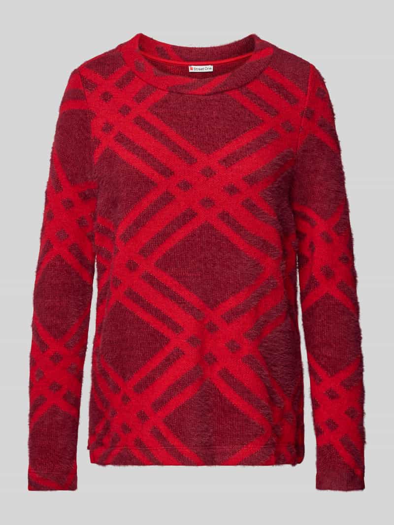 Street One Gebreide pullover met geribde ronde hals