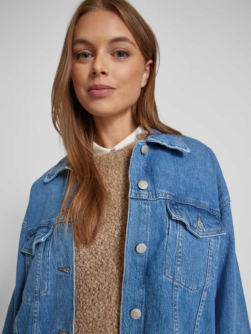 Vero Moda Regular fit jeansjack van katoenmix met fly-away-kraag model 'TESSA'