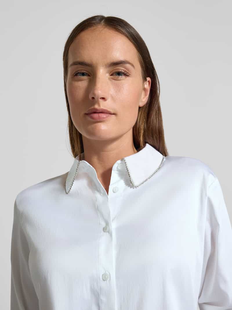 comma Regular fit blouse met siersteentjes
