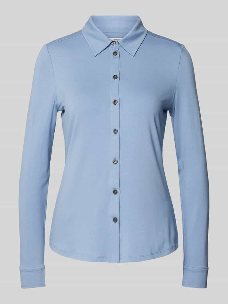 MARC O POLO Regular fit jersey blouse met lange mouwen van viscosemix met klassieke kentkraag