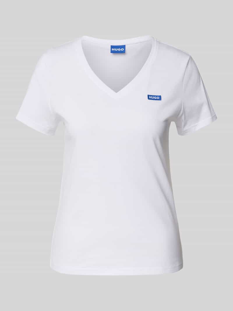 Hugo Blue T-shirt met labelstitching