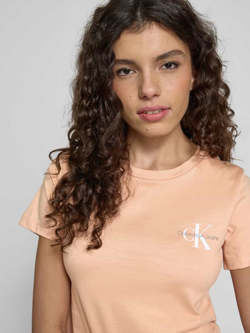 Calvin Klein Jeans T-shirt met labelprint in een set van 2 stuks