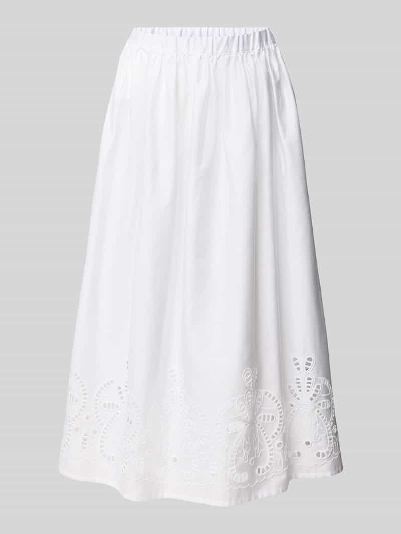 seidensticker Midirok met broderie anglaise