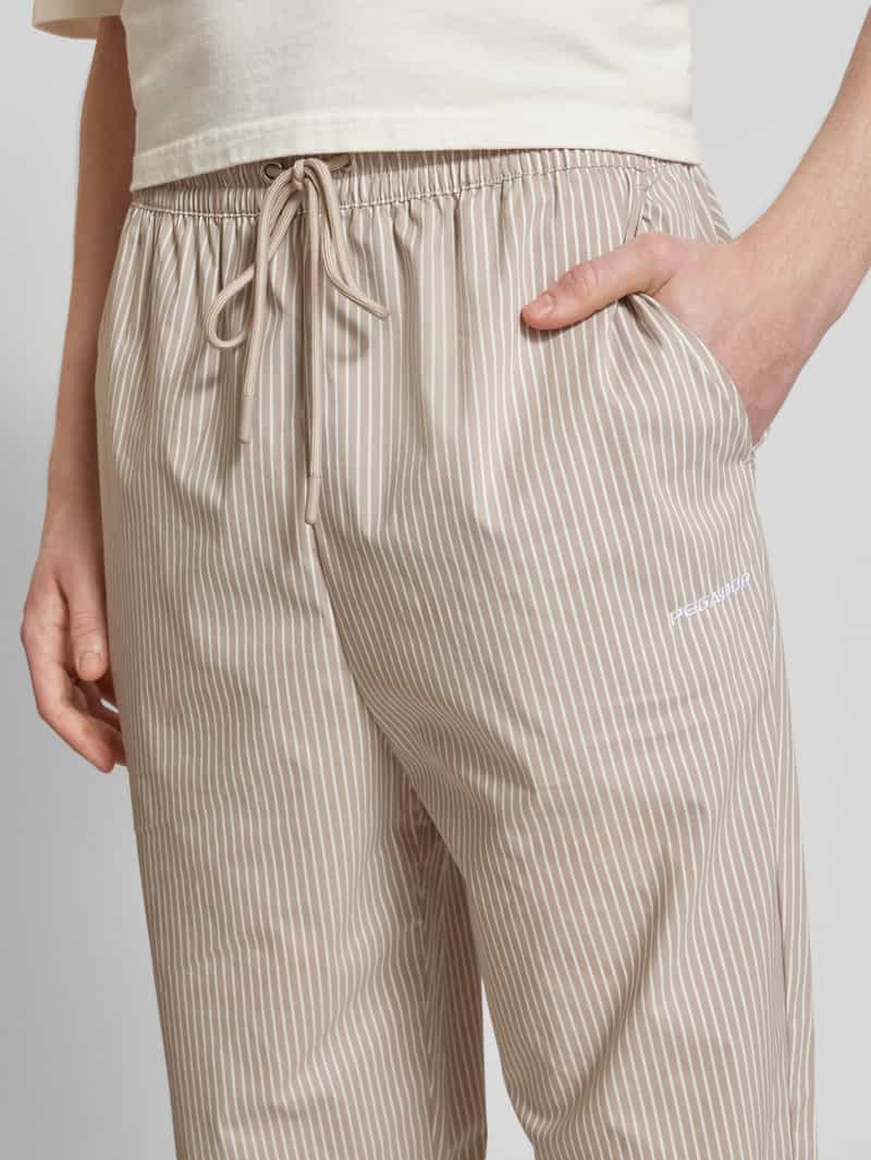 Pegador Wide leg stoffen broek met labelstitching model 'RATON'