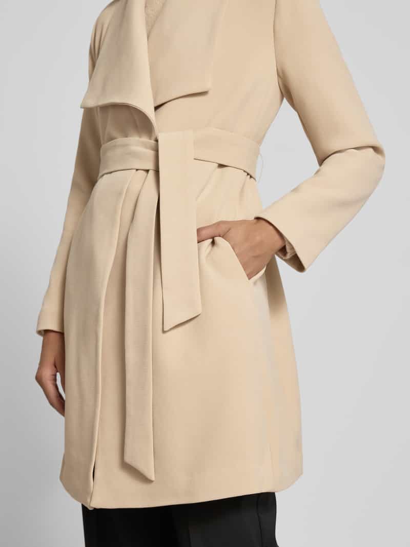 Lauren Ralph Lauren Lange jas met brede kraag en strikceintuur