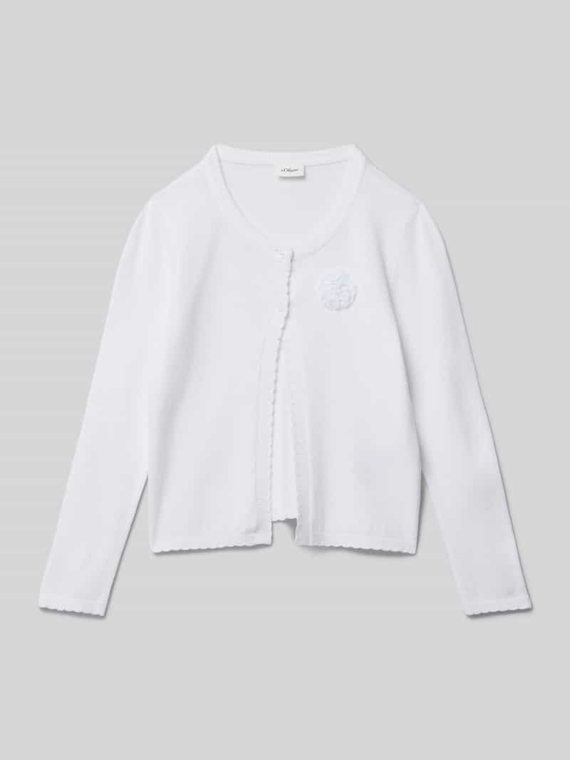 s.Oliver RED LABEL Regular fit cardigan met gegolfde zoom en bloemenapplicatie