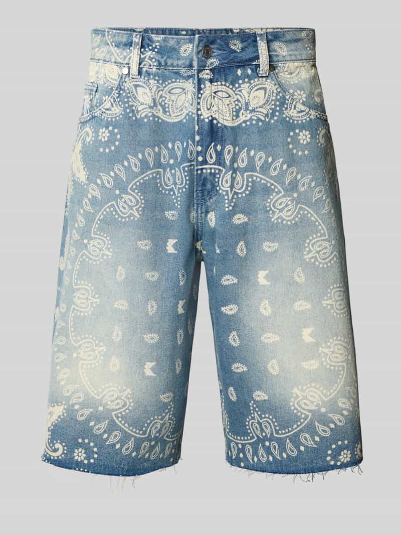 Karl Kani Relaxed fit korte jeans met paisleydessin model 'Paisley'