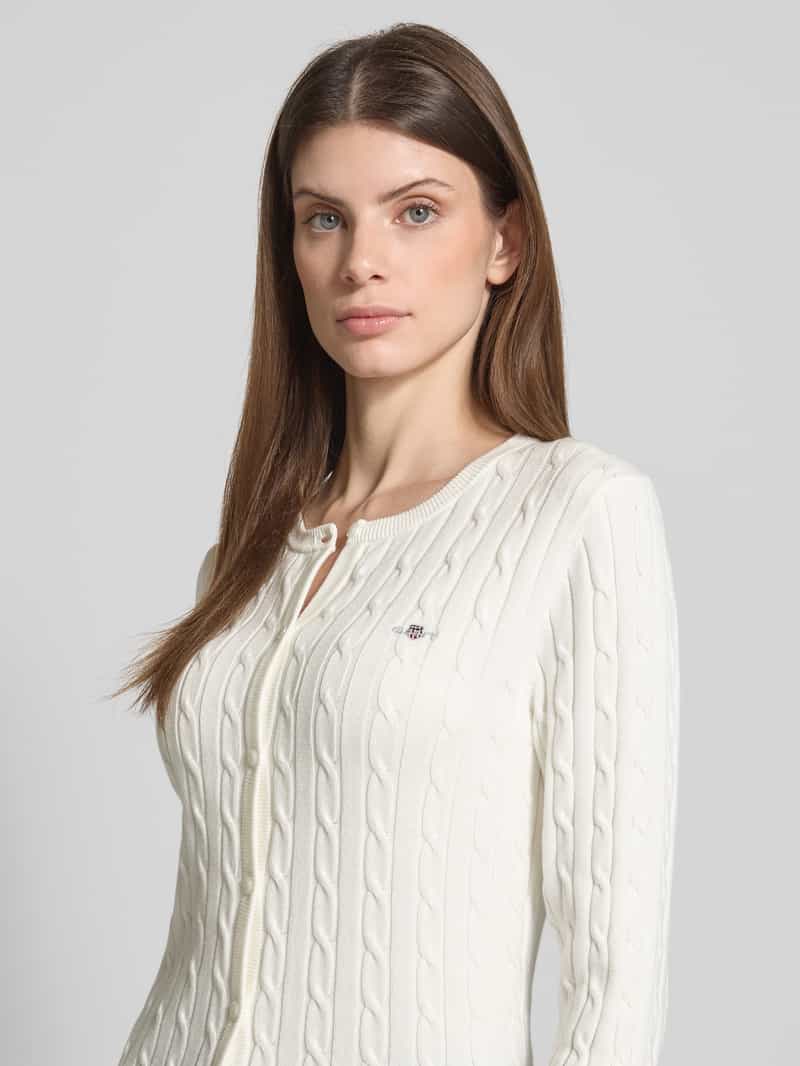Gant Gebreid jack met kabelpatroon en labelstitching