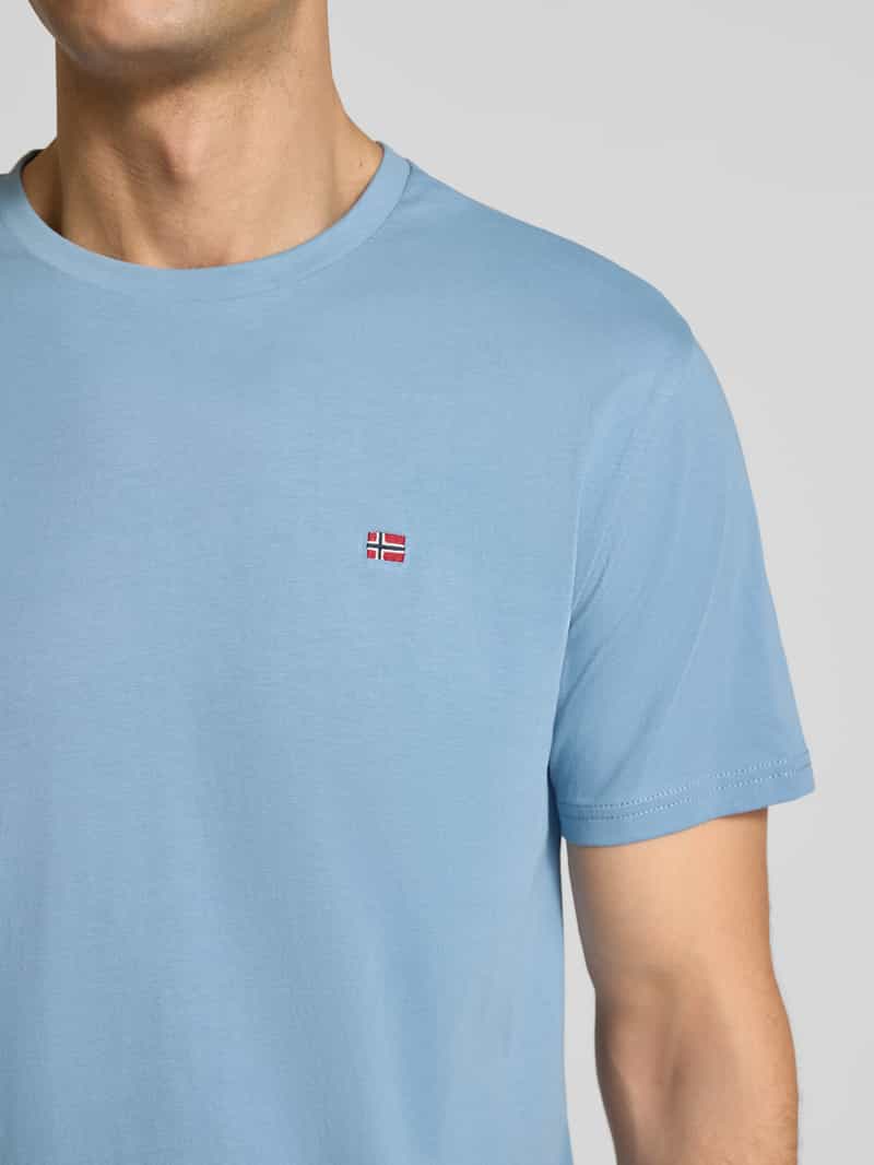 Napapijri T-shirt met labelstitching en ronde hals