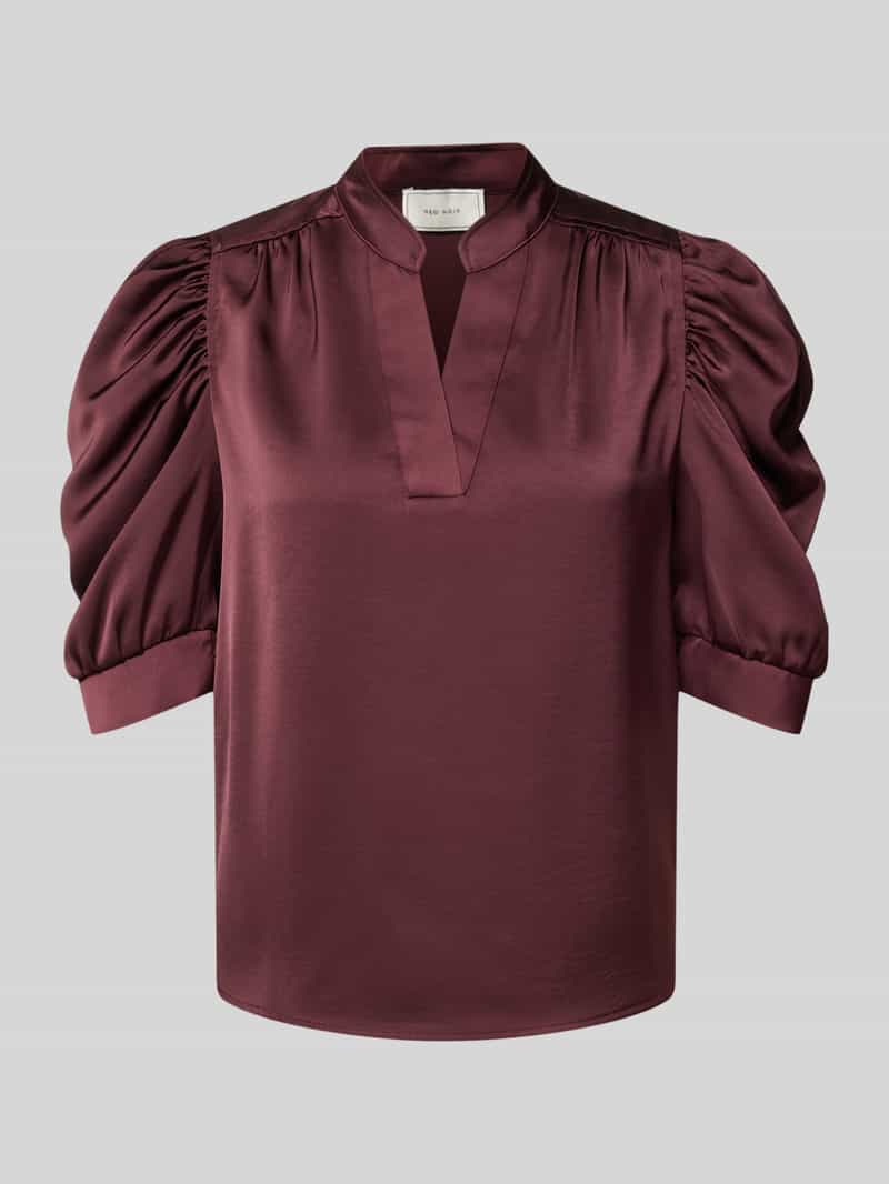 Regular fit blouse van satijn met pofmouwen model 'Roella'