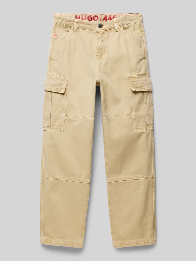 HUGO Loose fit cargobroek met labeldetail