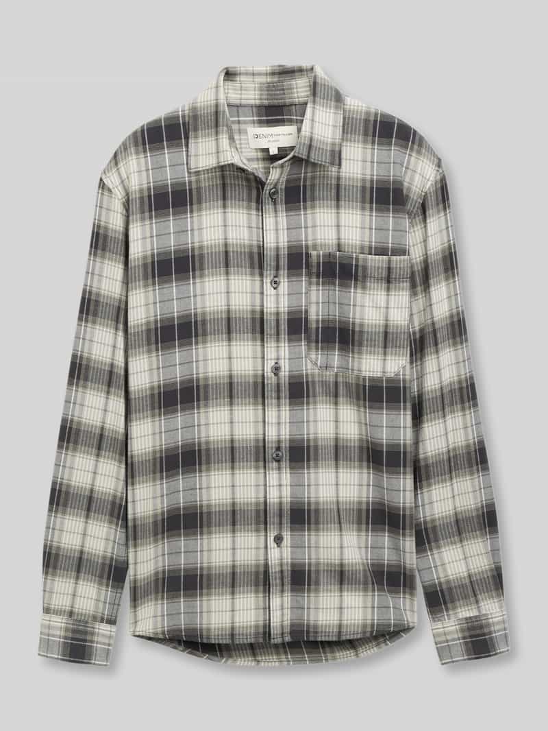 Tom Tailor Denim - Overhemd met geruit patroon in relaxed fit - Maat XL - coal grey green check