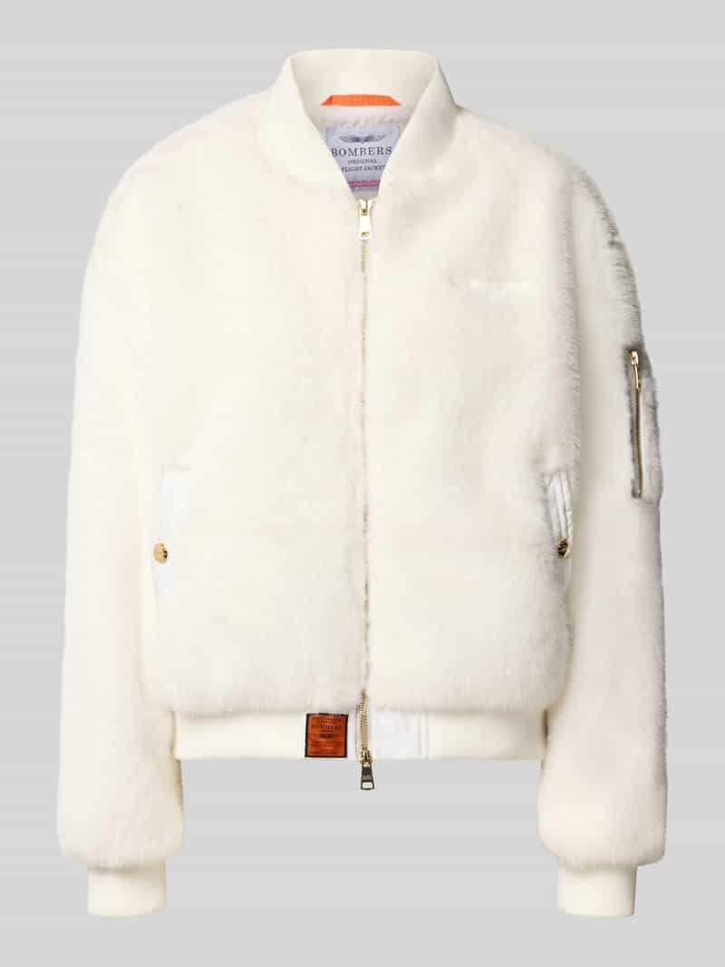 Original Bombers Bomberjack van imitatiebont en tweewegsritssluiting
