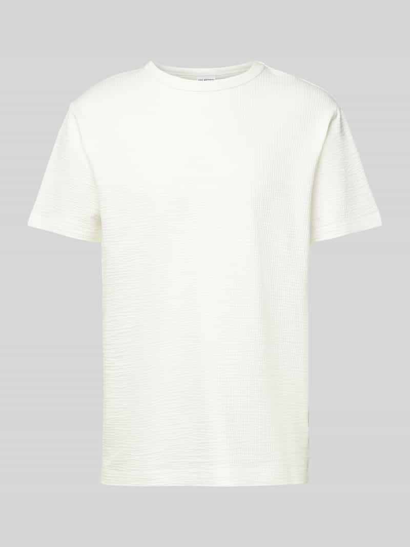 Selected Homme T-shirt met geribde ronde hals, model 'SANDER'