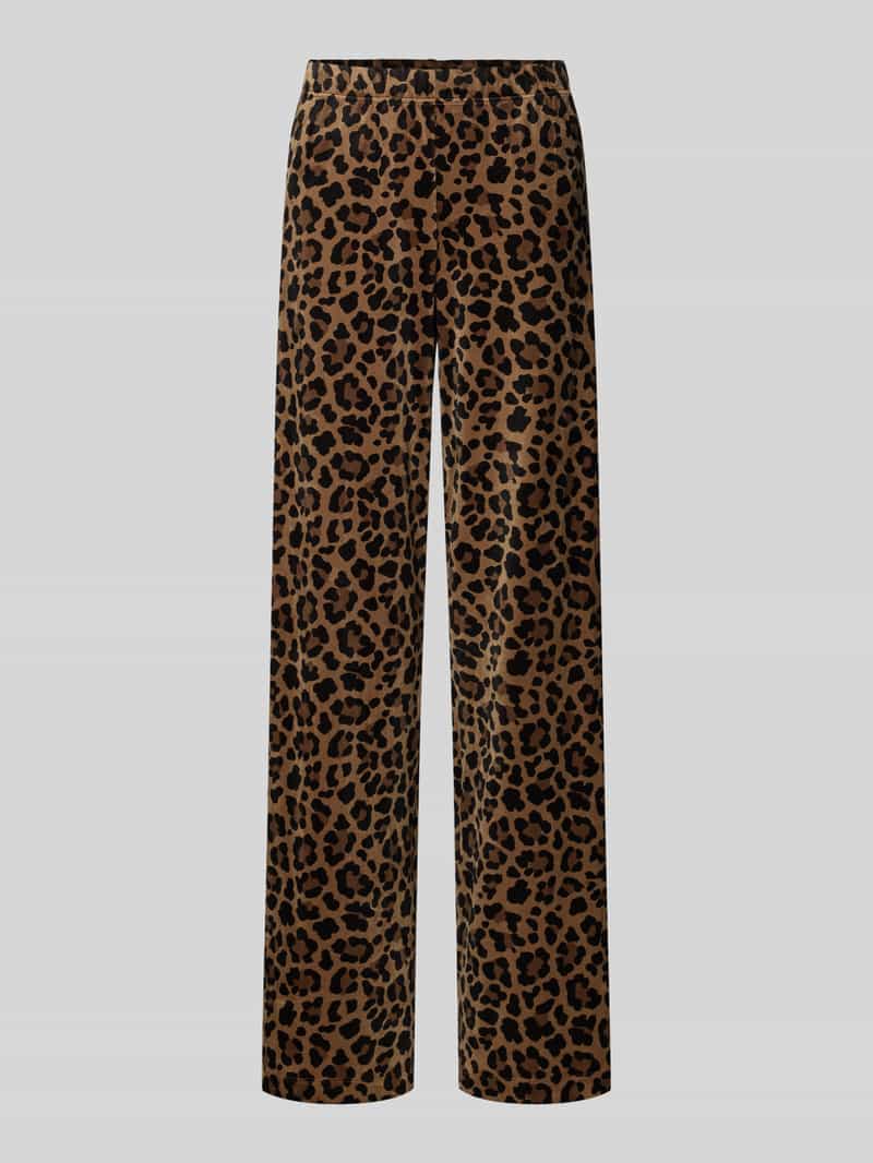Marc Cain Regular fit stoffen broek met all-over dierenprint