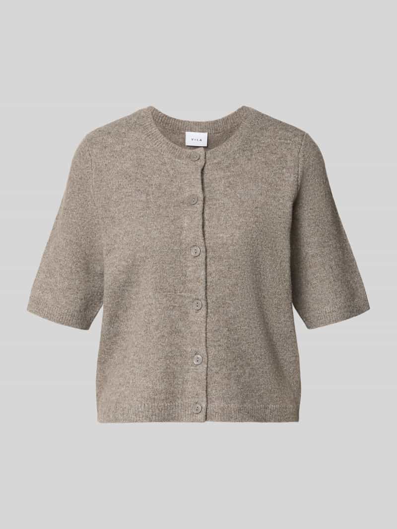 VILA Dames Trui Ronde Hals Knoopsluiting Halflange Mouwen Modieuze Look