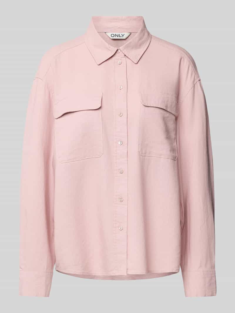 Only Oversized overhemdblouse van linnenmix model 'CARO'