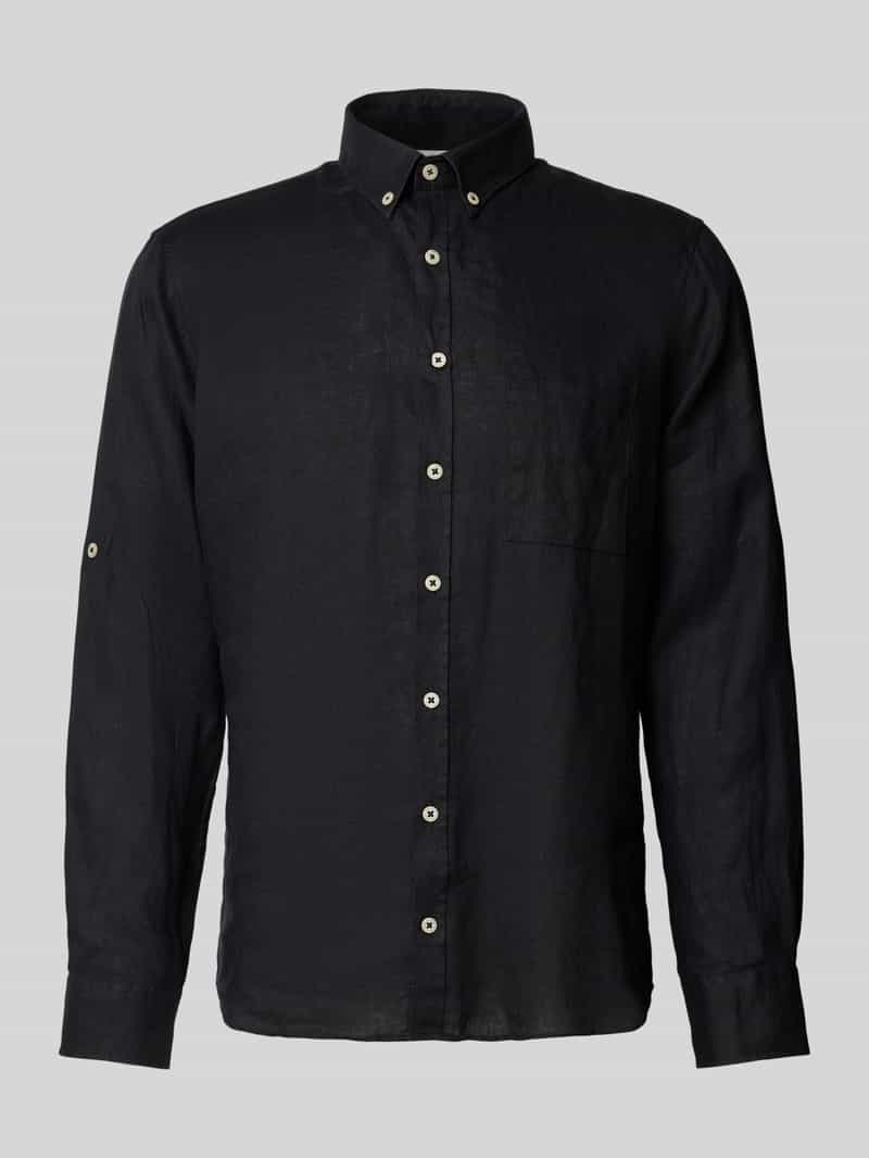 BRAX Modern fit linnen overhemd met borstzak model 'Dirk'