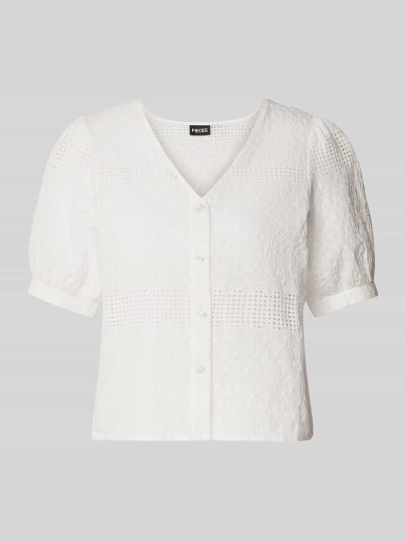 Pieces Regular fit blouse met broderie anglaise model 'TAYA'