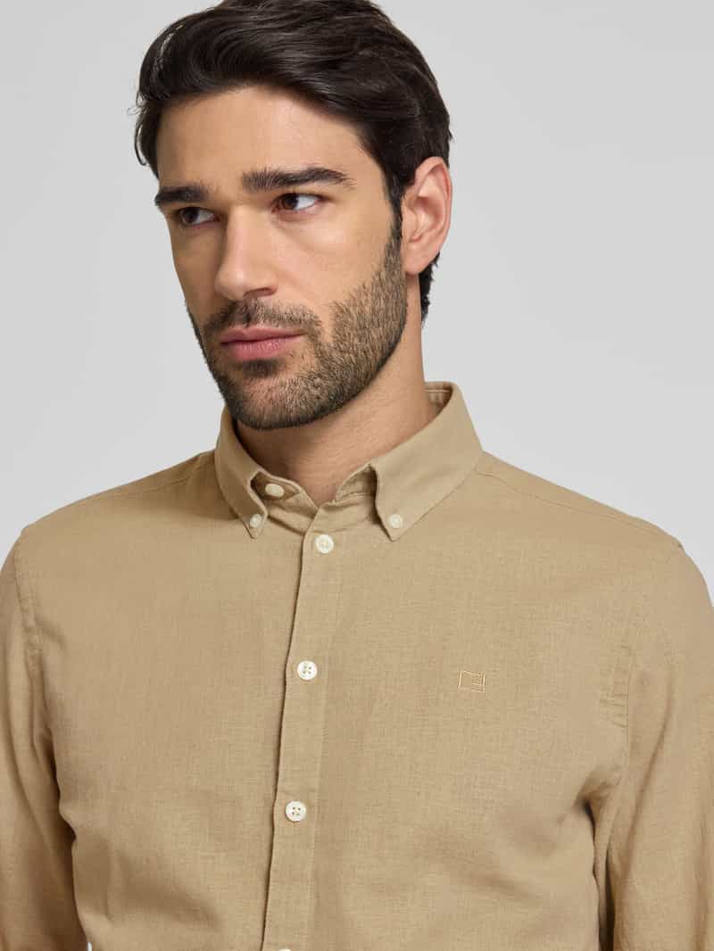 casual friday Regular fit linnen overhemd met button-downkraag model 'Anton'