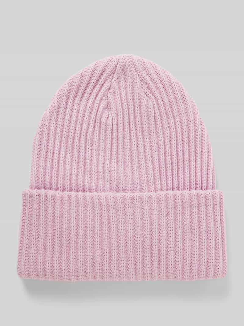 Pieces Beanie van ribtricot met omslag, model 'HEXO'