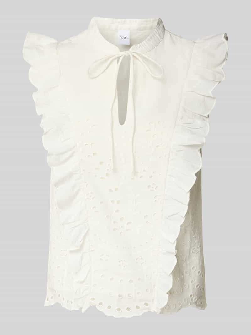 YAS Blousetop met broderie anglaise model 'LUMA'