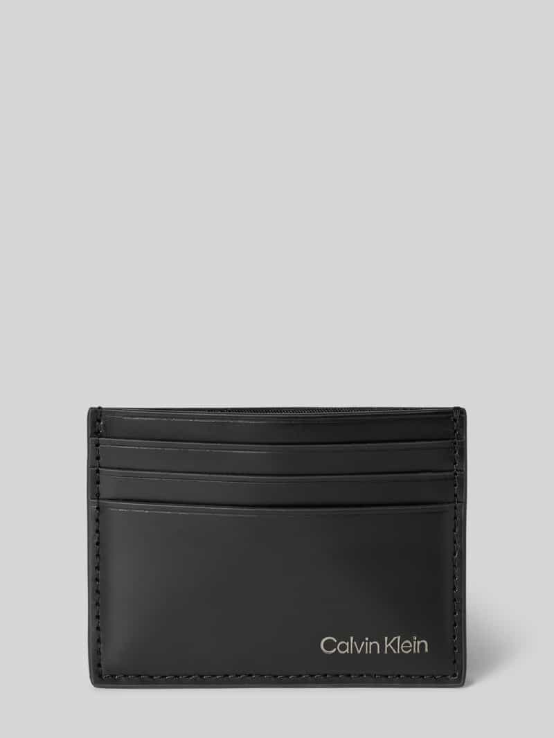 CK Calvin Klein Leren pasjeshouder met labelprint, model 'CK SMOOTH'