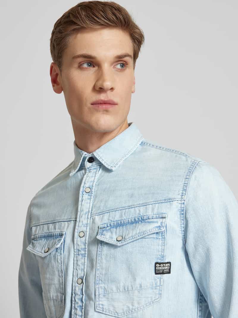 G-Star Raw Slim fit jeansoverhemd met paspelzakken op de borst model 'Dakota'