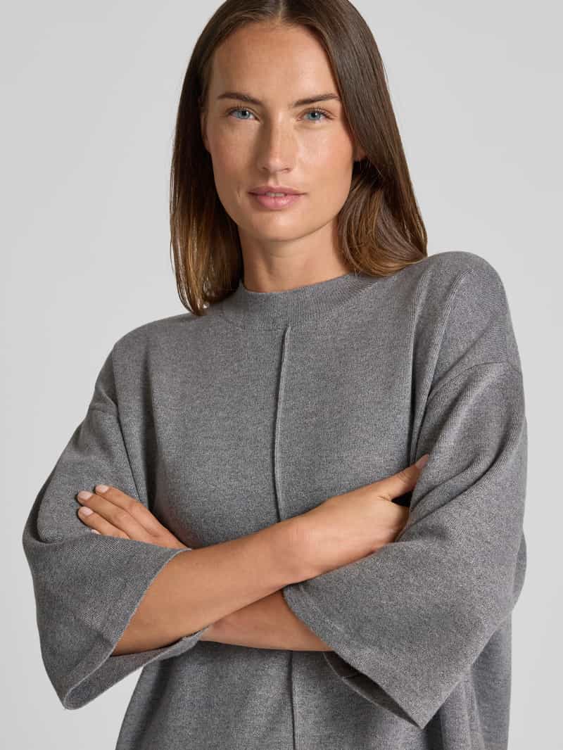 Opus Knielange gebreide jurk met 1 2-mouwen model 'Wanalo'