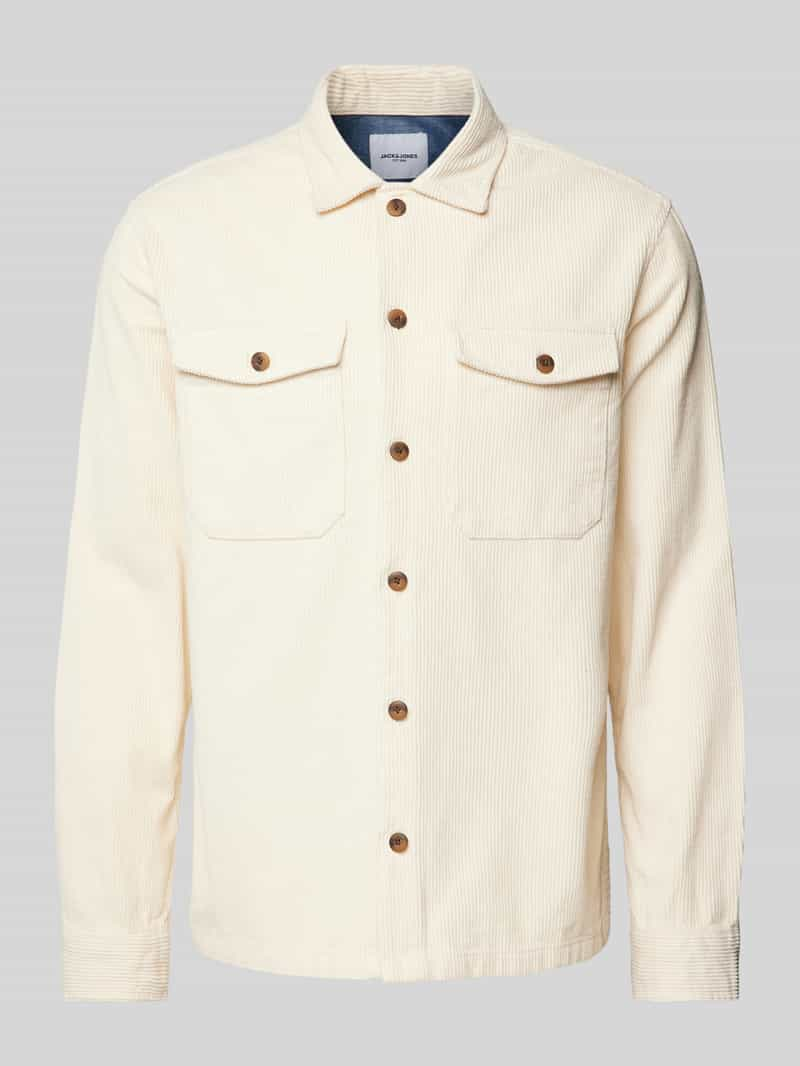 Jack & jones Regular fit ribcordoverhemd met paspelzakken op de borst, model 'EDDIE'