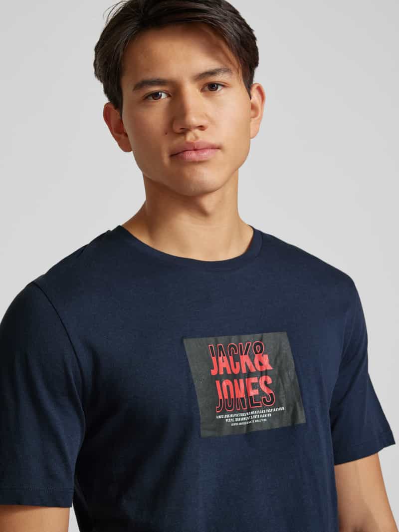 jack & jones T-shirt met labelprint model 'HUDSON'