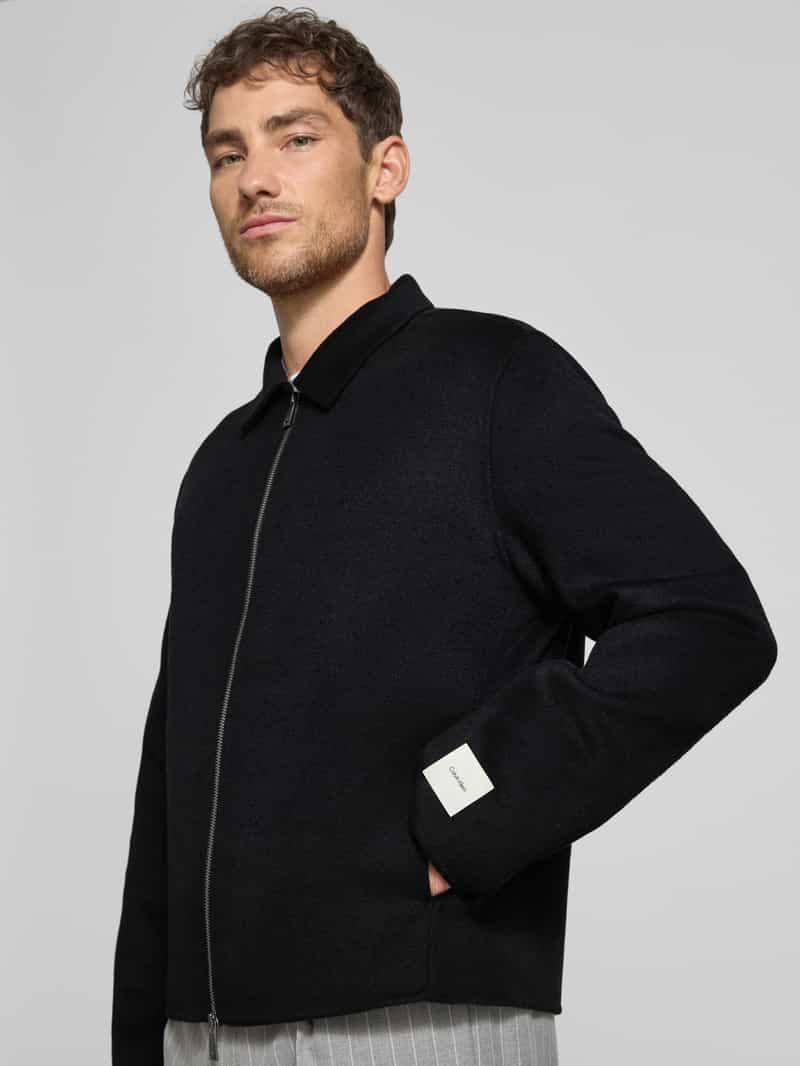 CK Calvin Klein Regular fit jack met platte kraag model 'Wool'