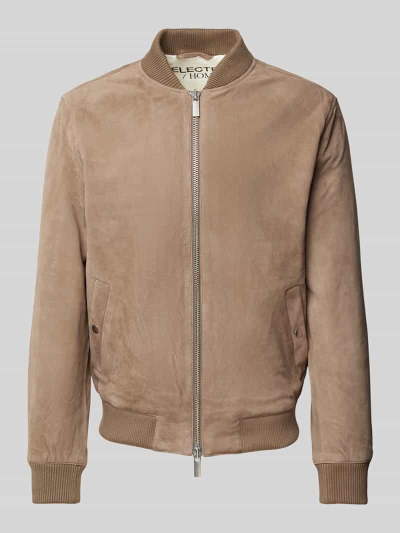 Selected Homme Regular fit bomberjack van echt geitenleer model 'ARCHIVE'