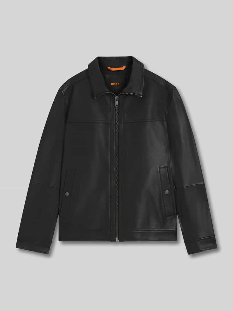 Boss Orange Regular fit leren jack van echt lamsnappa model 'JOREST'