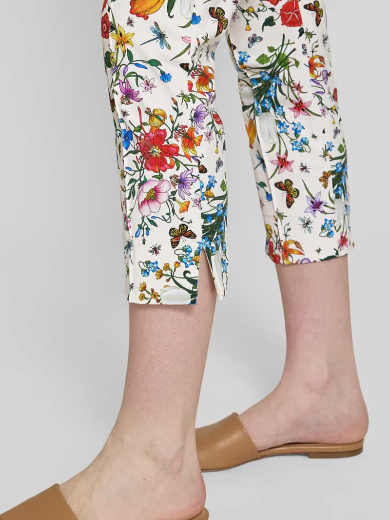 SEDUCTIVE Slim fit capribroek met vaste persplooien