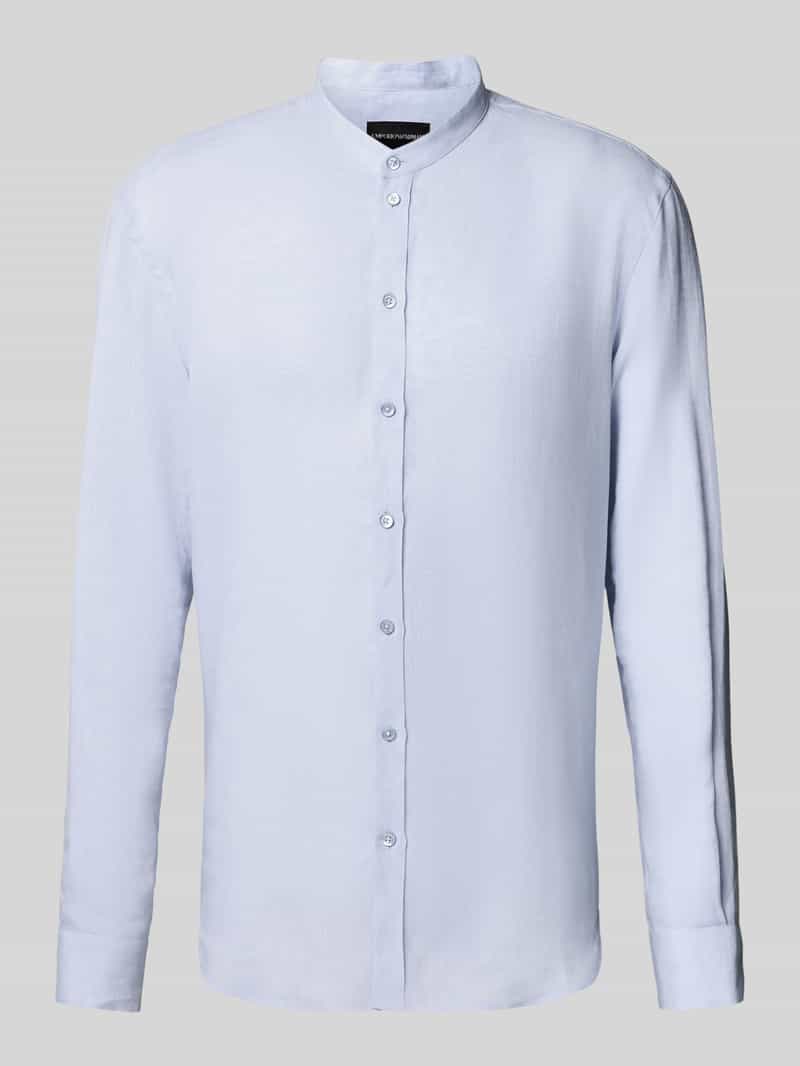 Emporio Armani Herren Regular Fit Freizeithemd Im Langärmeligen Design In Hellblau Größe Extra Groß