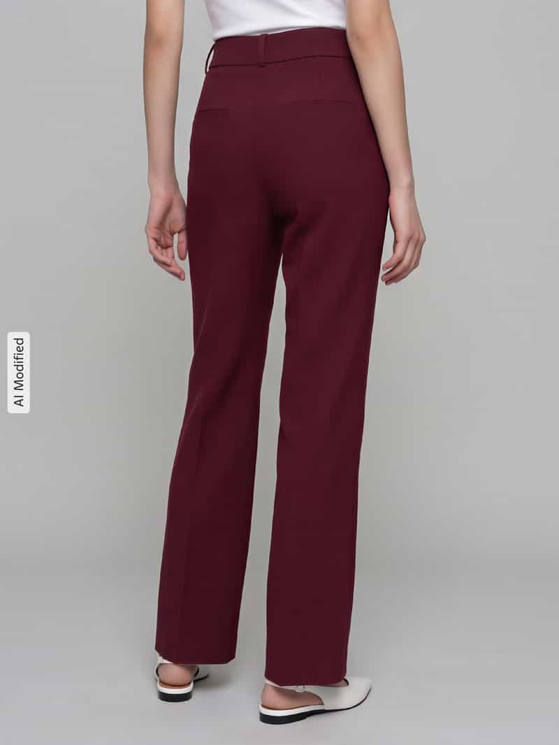 Selected Wijdte broek van viscosemix model 'RITA' bordeaux, foto 3