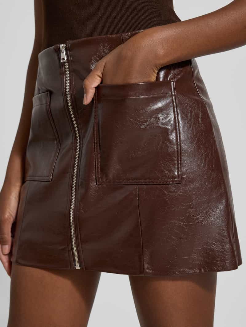 HUGO Regular fit minirok in leerlook