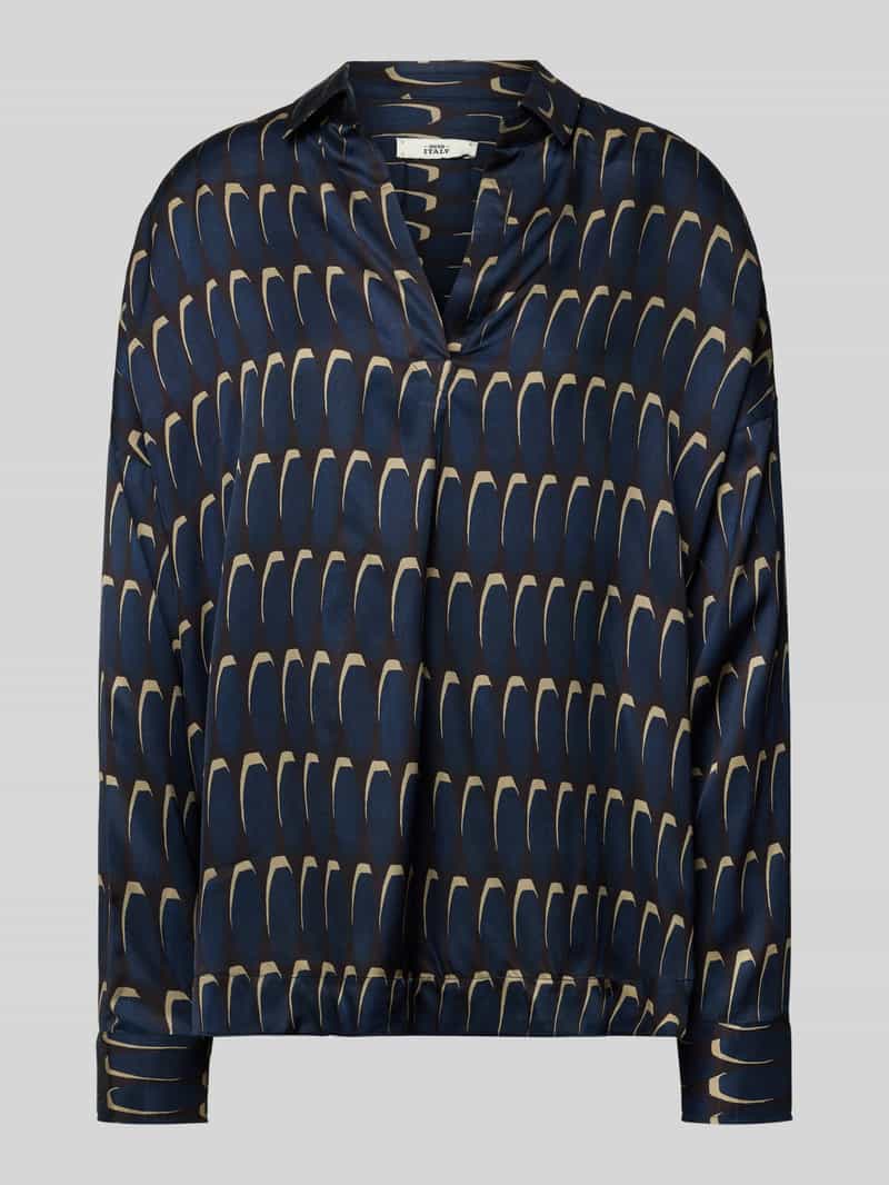 0039 italy Blouse met lange mouwen van viscose met V-hals model 'DERRY'