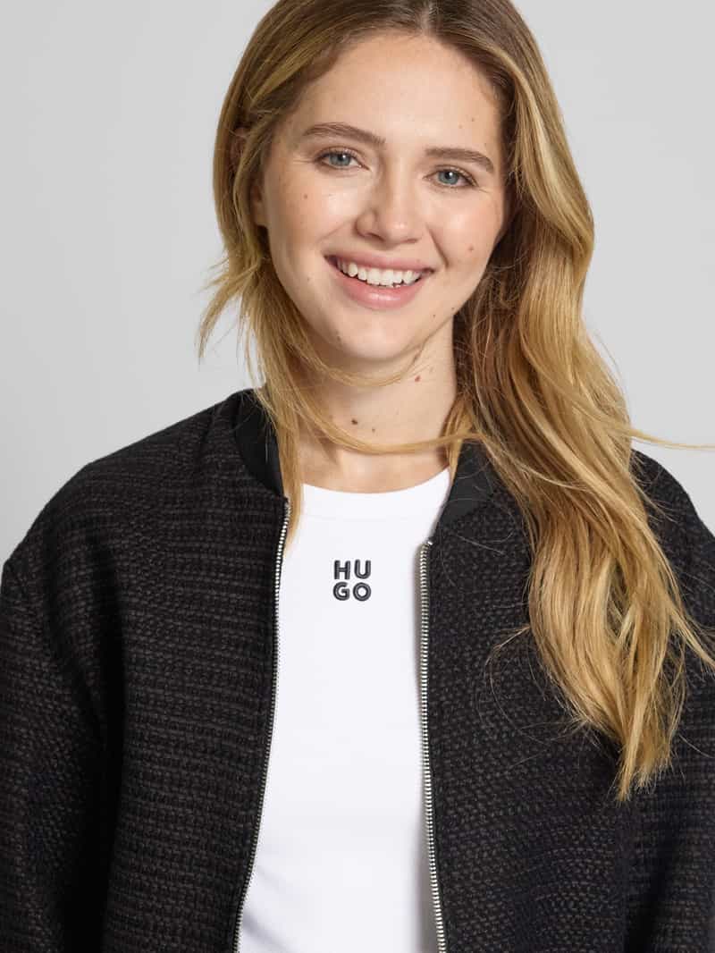 HUGO Kort T-shirt met labelstitching model 'Delanor'