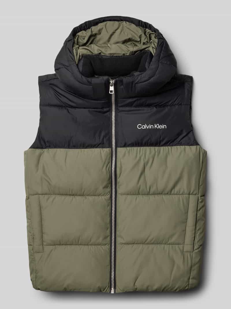 Calvin Klein Jeans Regular fit outdoorvest in doorgestikte look met logoprint