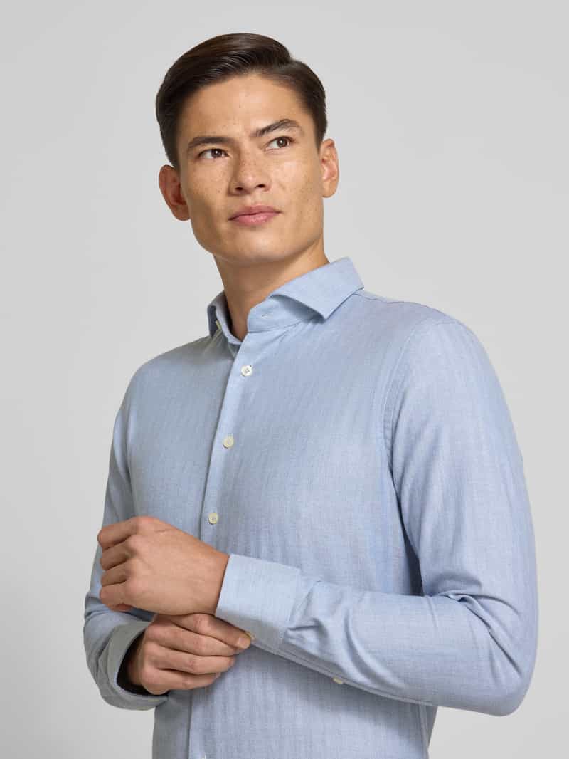 Profuomo Slim fit zakelijk overhemd met kentkraag