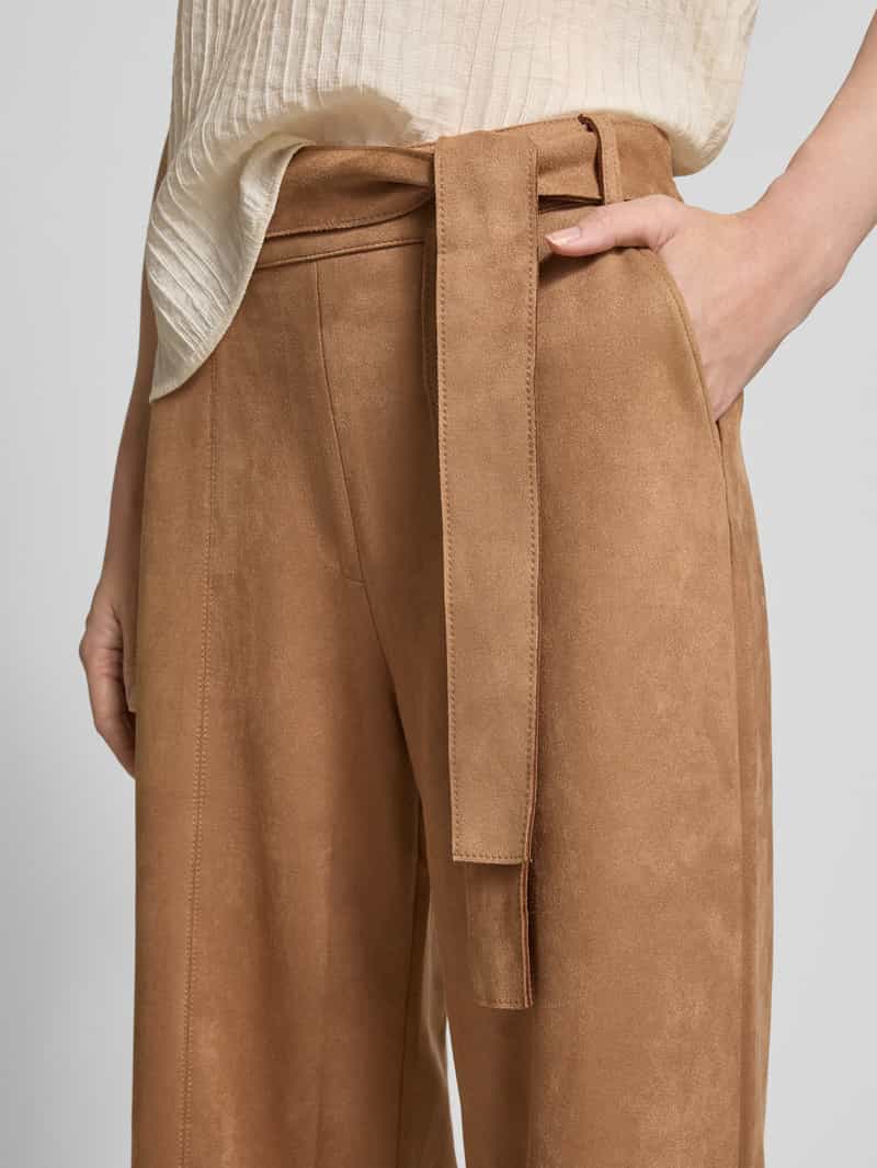 Zero Broek in leerlook met strikceintuur