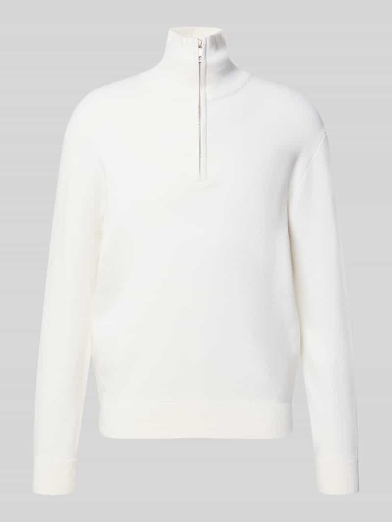 Manuel Ritz Gebreide pullover van wolmix met ritssluiting