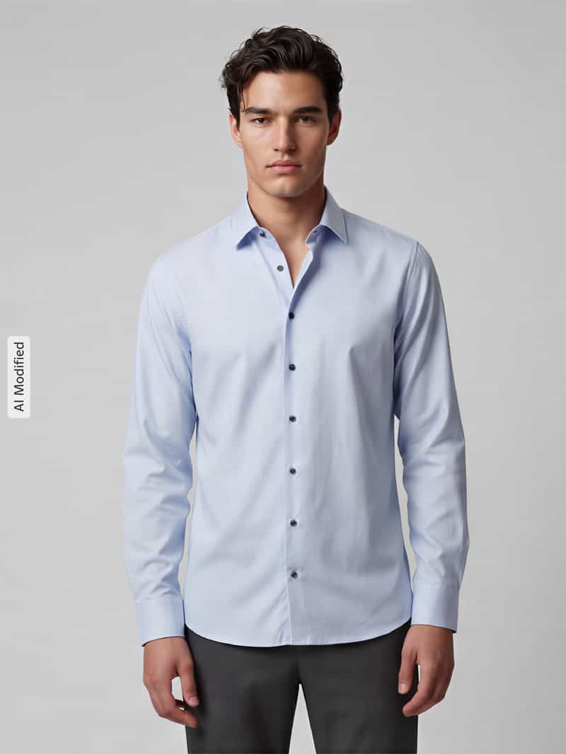 Olymp Body fit zakelijk overhemd van katoenmix blauw, foto 4
