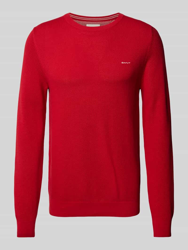 Gant Gebreide pullover met labelstitching model 'PIQUE'
